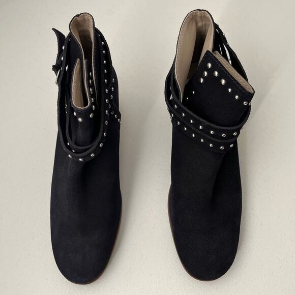 Boden Keira Ankle Boots Women's Size 41/9.5 Navy Blue Studded Suede Edgy Chic - Picture 4 of 16